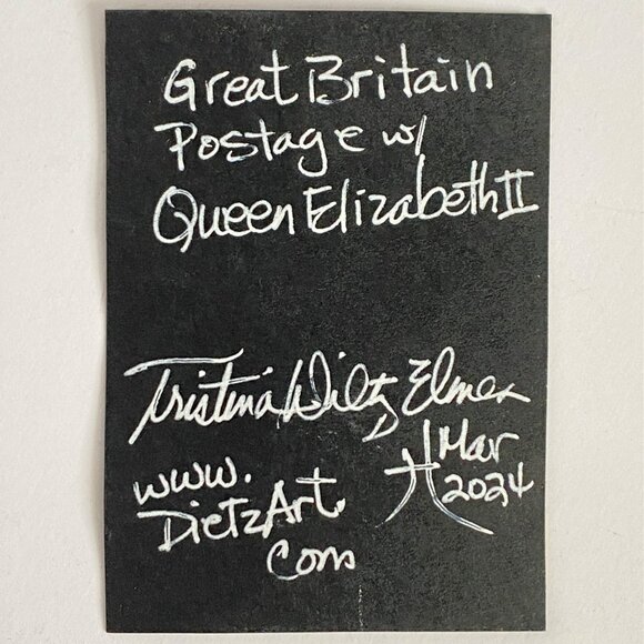 ACEO Original Mixed Media Mini Art UK Postage Stamp Tristina Dietz Elmes ATC - Picture 2 of 2